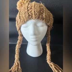 Scala Pronto Winter Hat, Women’s size OS Tan Chunky Knit Beanie with ear flaps